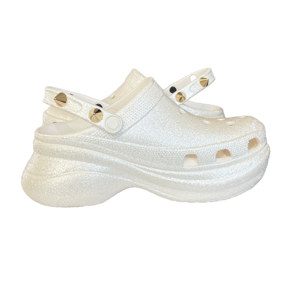 Women Crocs Classic Bae Glitter Stud Platform Clog Size 10 - White -LIMITED - Picture 4 of 12